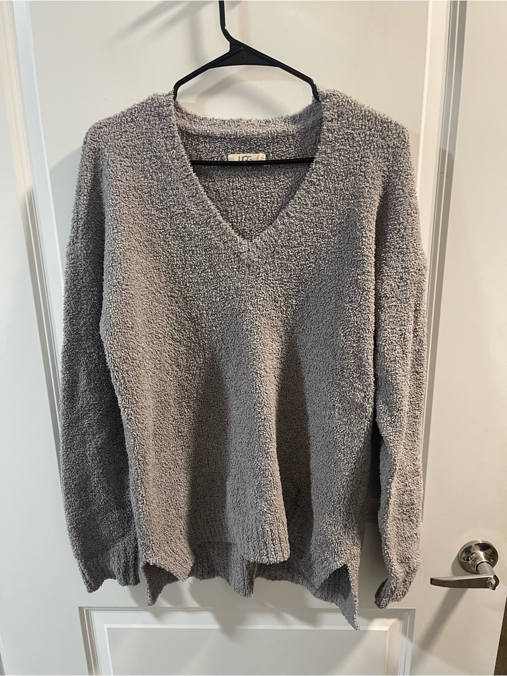 UGG Women's Plush V-Neck Sweater in Light Gray